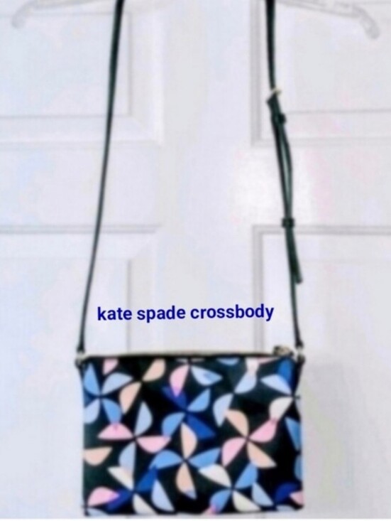 kate spade Handbags - Kate Spade Crossbody Bag with Navy Blue & Pink Petal Print